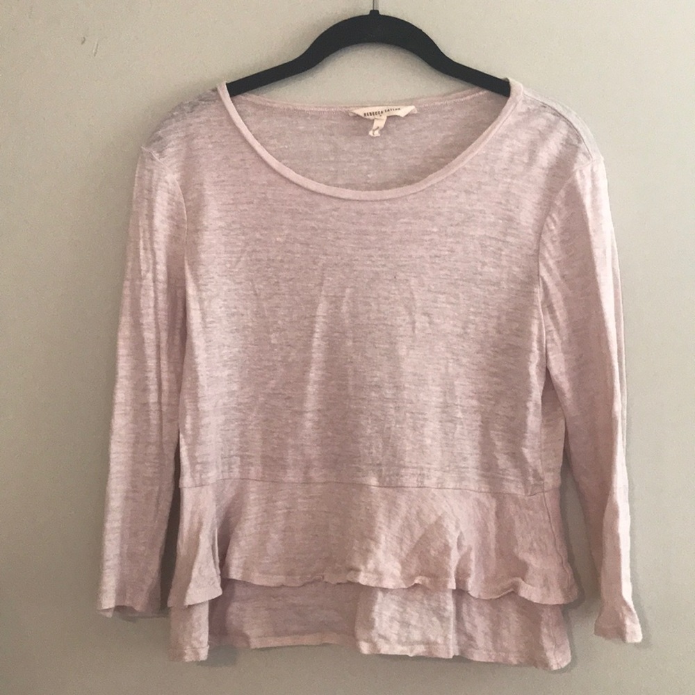 Rebecca Taylor pink linen jersey peplum